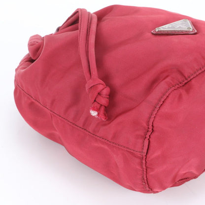 Prada Tessuto Nylon Triangle Logo Drawstring Leather Pouch — view 5