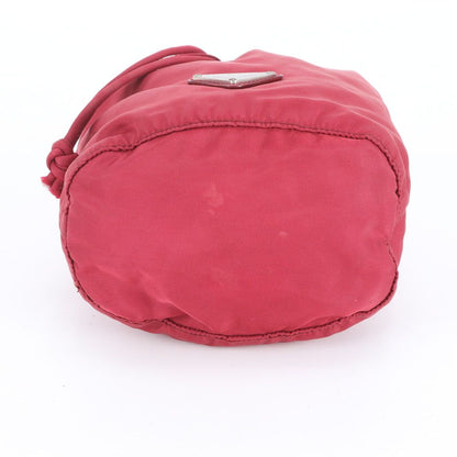 Prada Tessuto Nylon Triangle Logo Drawstring Leather Pouch — view 4