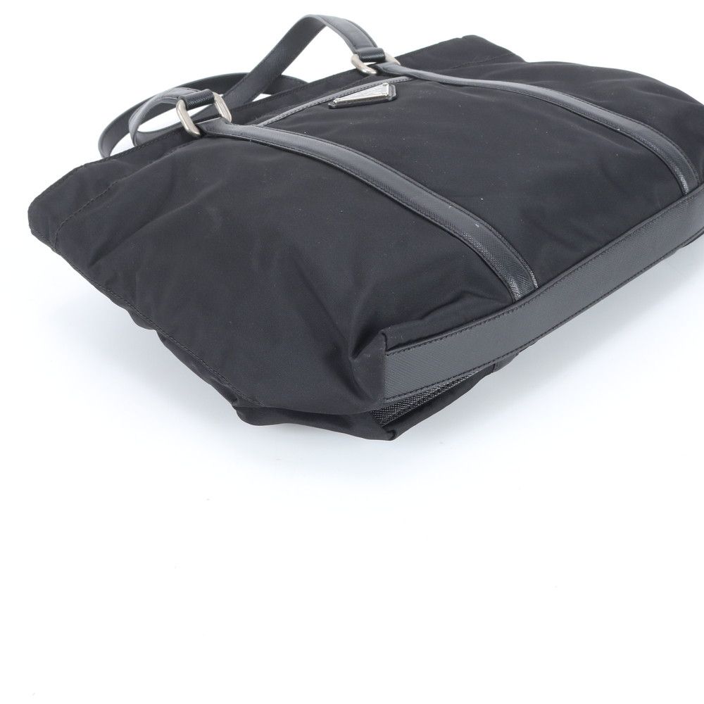 Prada Tessuto Nylon Saffiano Leather Tote Shoulder Black — view 4