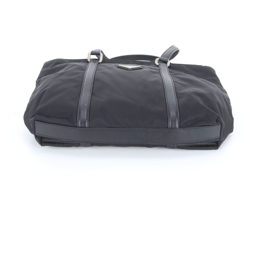 Prada Tessuto Nylon Saffiano Leather Tote Shoulder Black — view 6