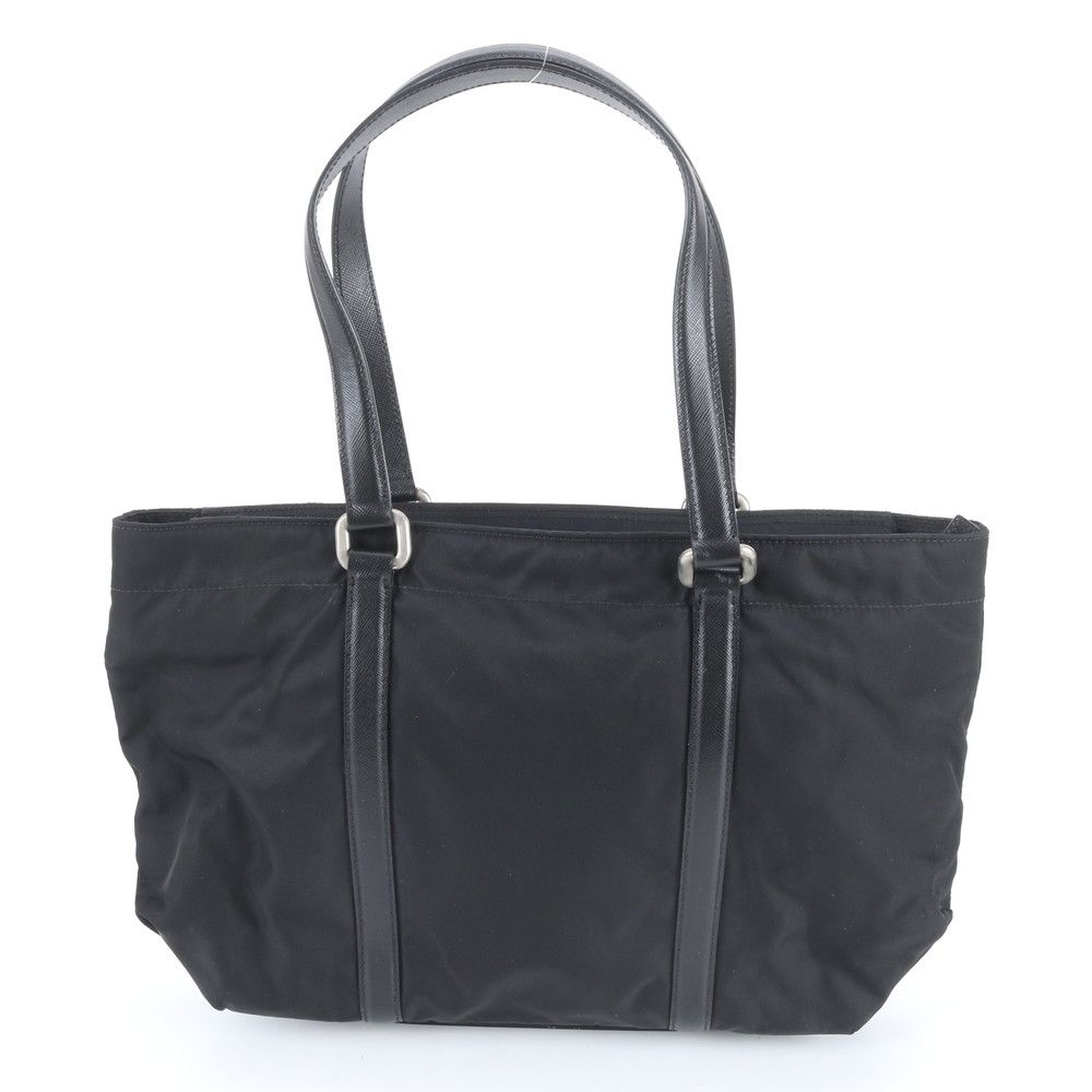 Prada Tessuto Nylon Saffiano Leather Tote Shoulder Black — view 3