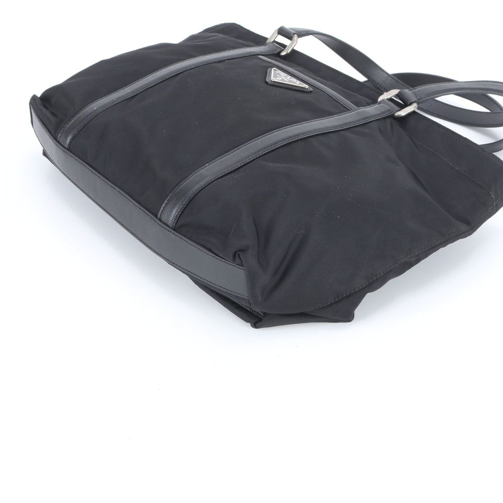 Prada Tessuto Nylon Saffiano Leather Tote Shoulder Black — view 5