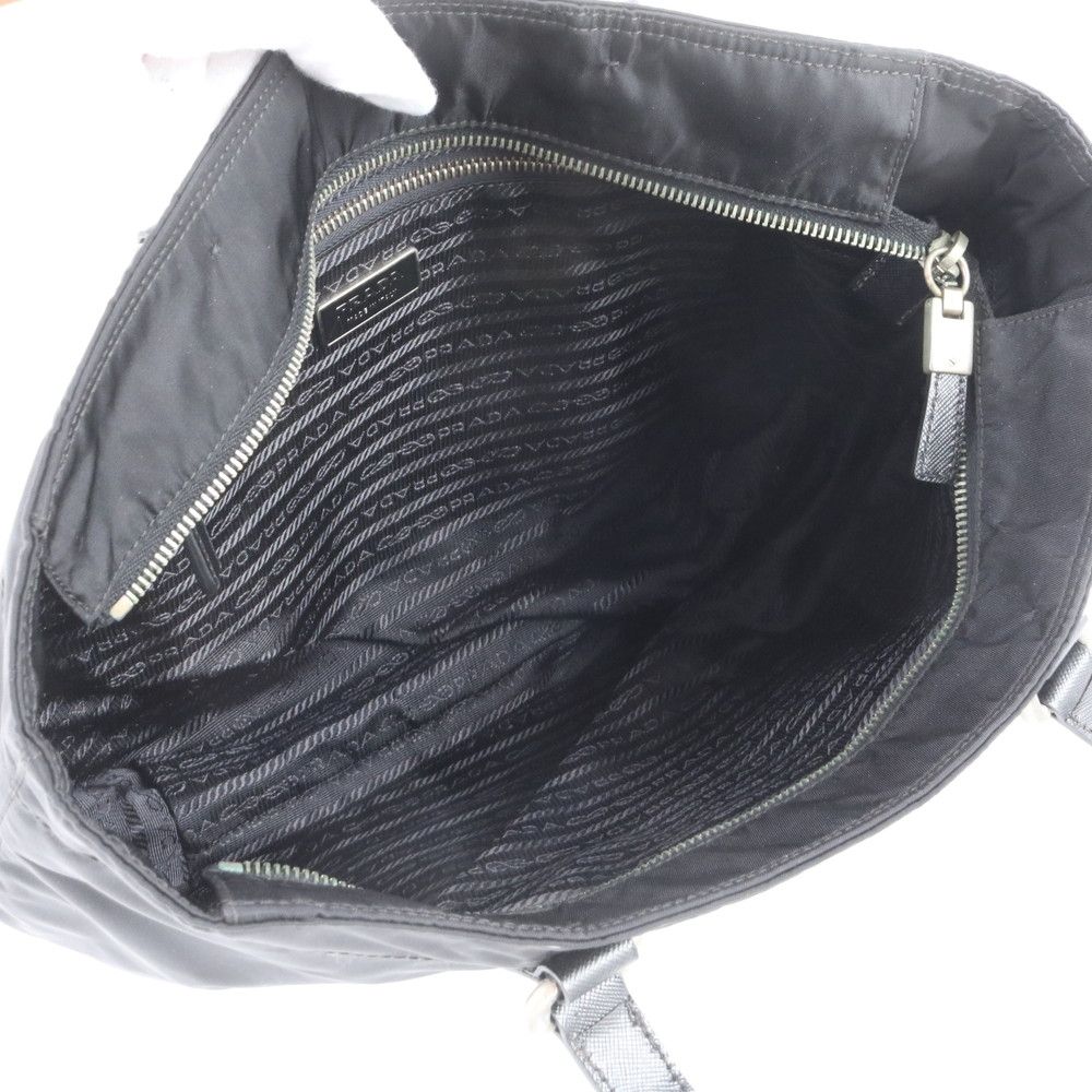 Prada Tessuto Nylon Saffiano Leather Tote Shoulder Black — view 7