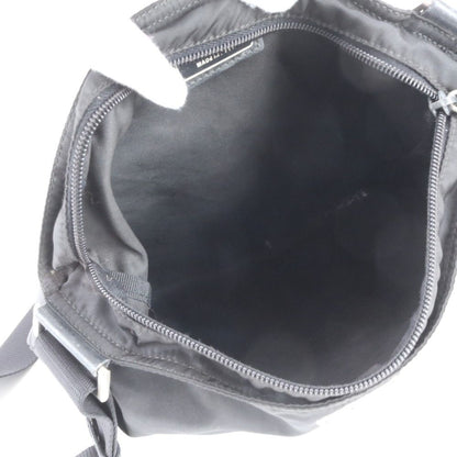 Prada Tessuto Nylon Triangle Logo Leather Shoulder Bag Crossbody Messenger Black — view 6
