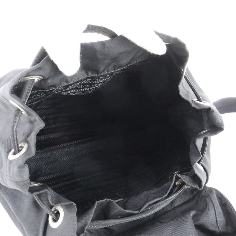 Prada Tessuto Nylon Triangle Logo Backpack Black — view 7