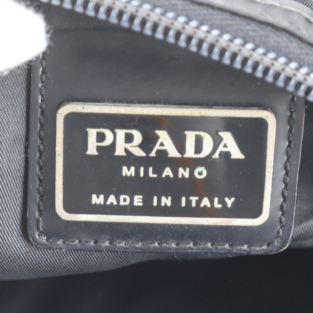 Prada Tessuto Nylon Triangle Logo Leather Shoulder Bag Crossbody Messenger — view 8