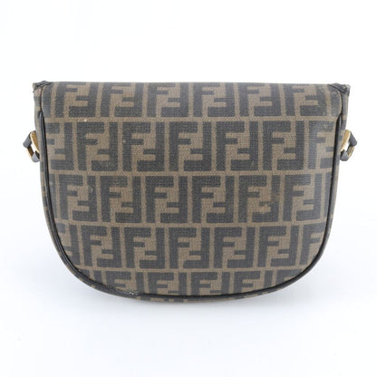 Fendi Vintage Zucca Leather Shoulder Bag Crossbody Black Hand — view 3