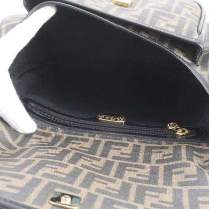 Fendi Vintage Zucca Leather Shoulder Bag Crossbody Black Hand — view 7