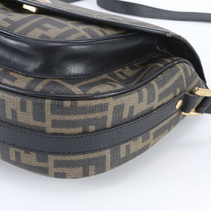 Fendi Vintage Zucca Leather Shoulder Bag Crossbody Black Hand — view 4