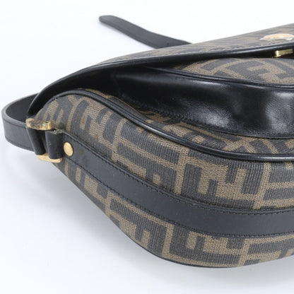 Fendi Vintage Zucca Leather Shoulder Bag Crossbody Black Hand — view 6