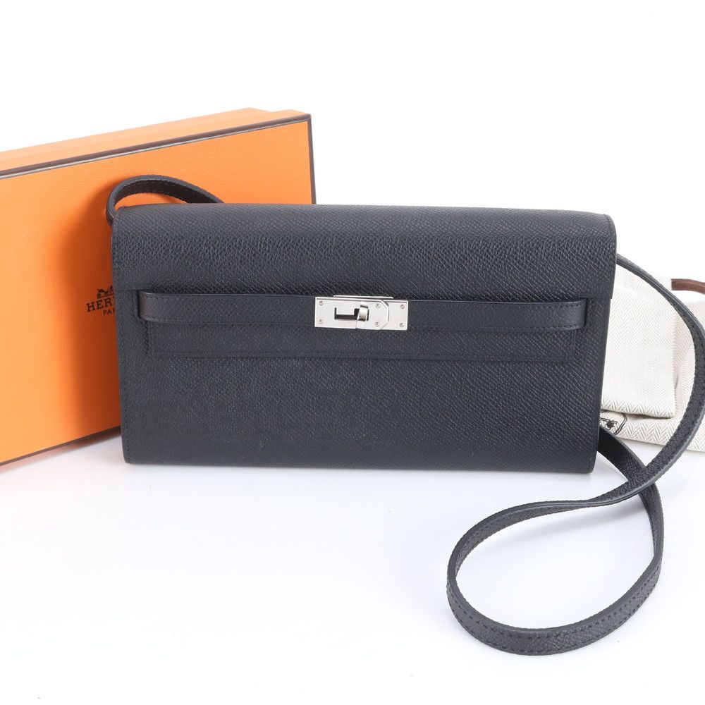 Hermes Shoulder Wallet Kelly to Go Black — view 4