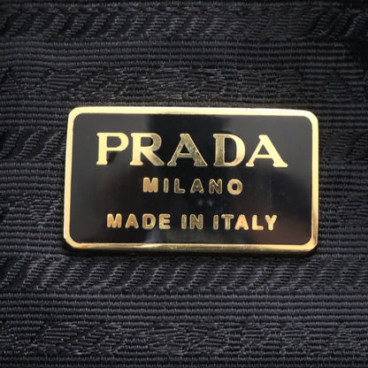Prada Tessuto Nylon Quilted Triangle Logo Chain Shoulder Bag Black — view 7