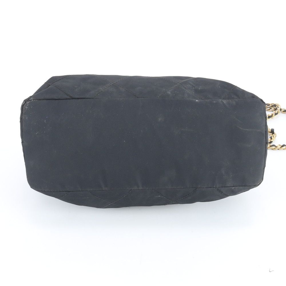 Prada Tessuto Nylon Quilted Triangle Logo Chain Shoulder Bag Black — view 4