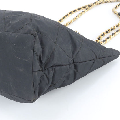 Prada Tessuto Nylon Quilted Triangle Logo Chain Shoulder Bag Black — view 3