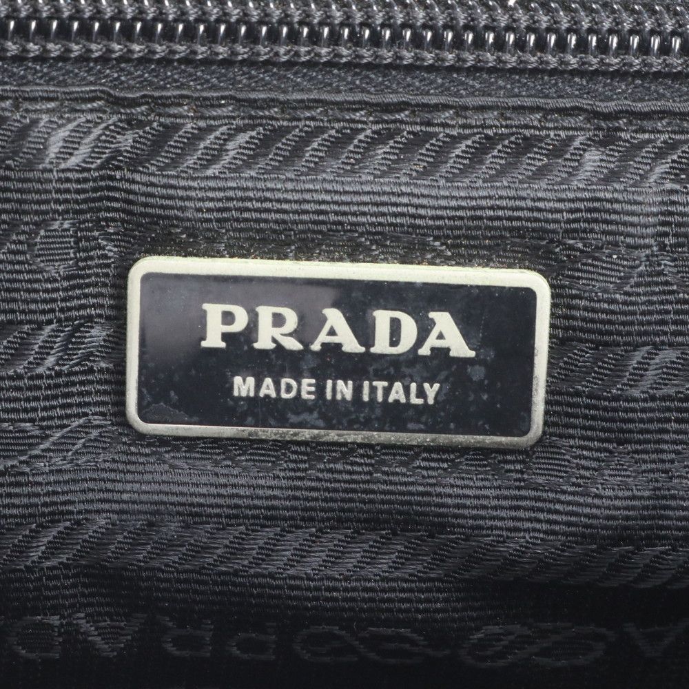 Prada Tessuto Nylon Triangle Logo Leather Shoulder Bag Crossbody Messenger — view 9