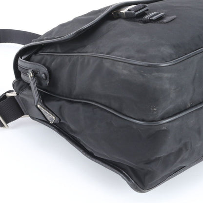 Prada Tessuto Nylon Triangle Logo Leather Shoulder Bag Crossbody Messenger — view 6