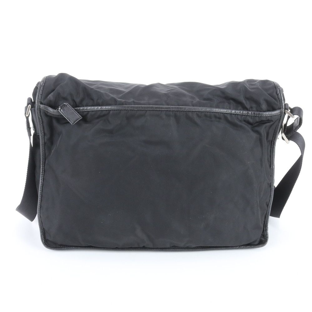 Prada Tessuto Nylon Triangle Logo Leather Shoulder Bag Crossbody Messenger — view 3