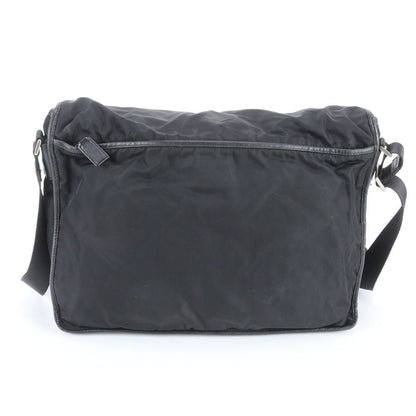 Prada Tessuto Nylon Triangle Logo Leather Shoulder Bag Crossbody Messenger — view 3