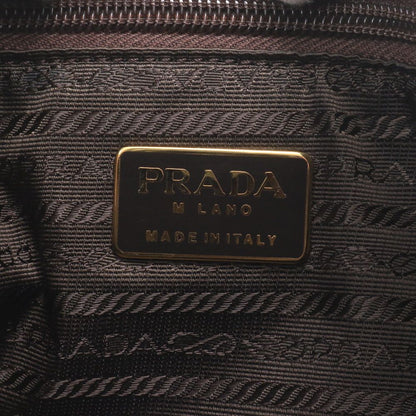 Prada Tessuto Nylon Logo Embroidery Tassel Handbag Tote Brown — view 8