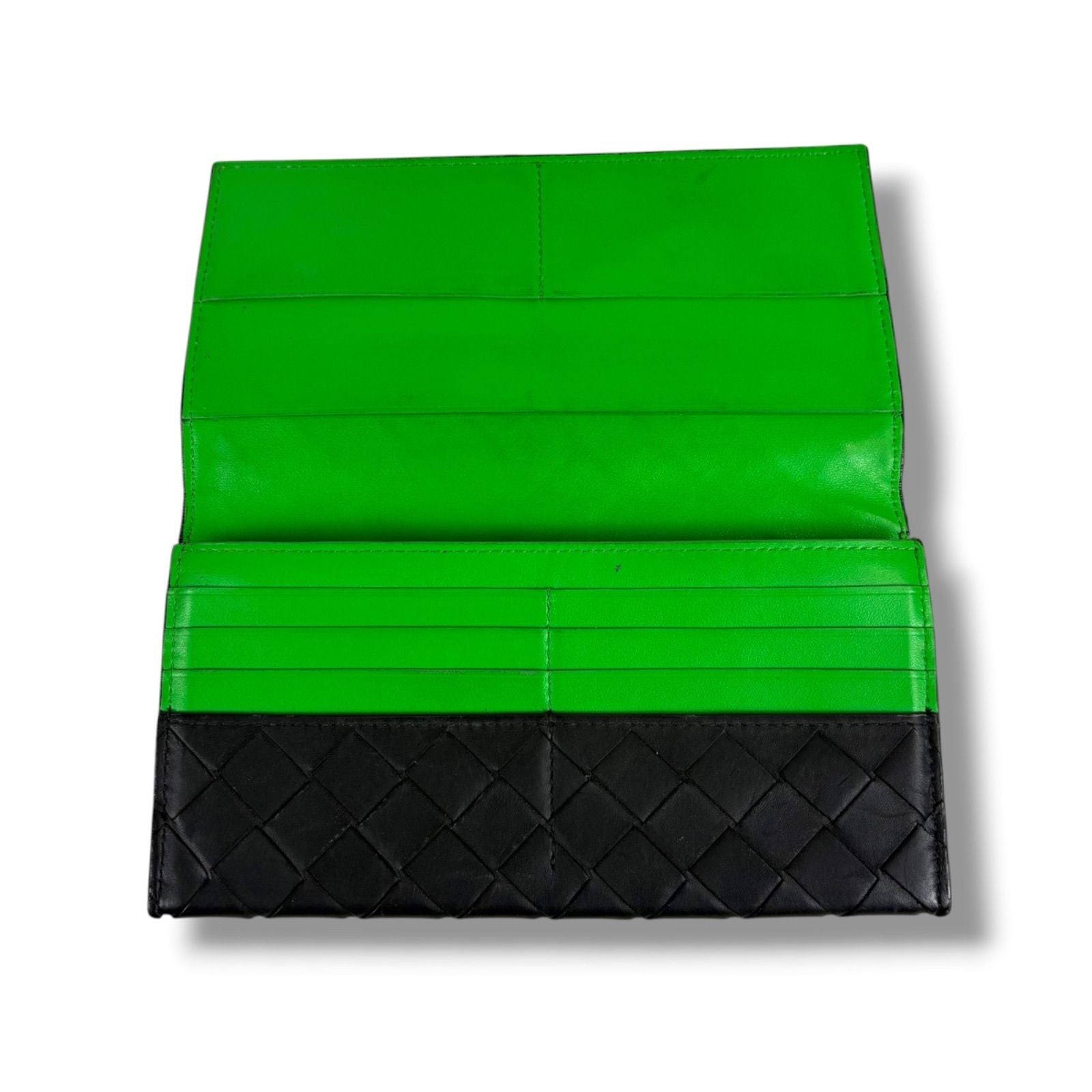 Bottega Veneta Bicolor Bifold Wallet Intrecciato Leather Black Green — view 4