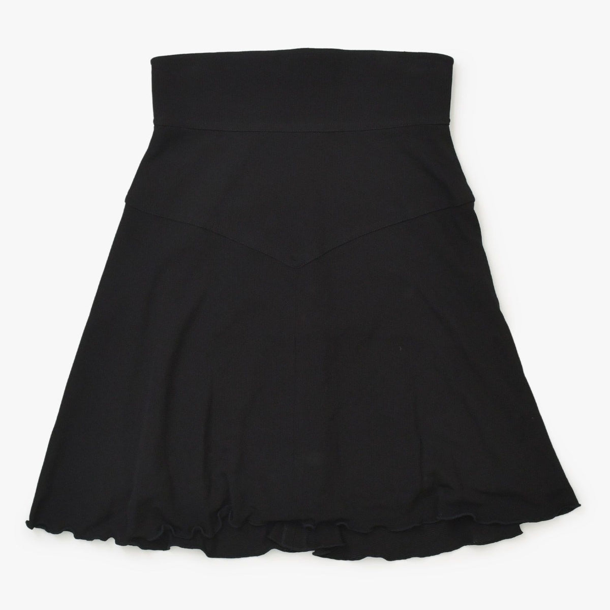 Chanel Boutique Black Skirt Flare Mellow Polished Rayon Vintage