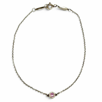 Tiffany & Co Elsa Peretti Color by the Yard Pink Saffiano Bracelet Silver