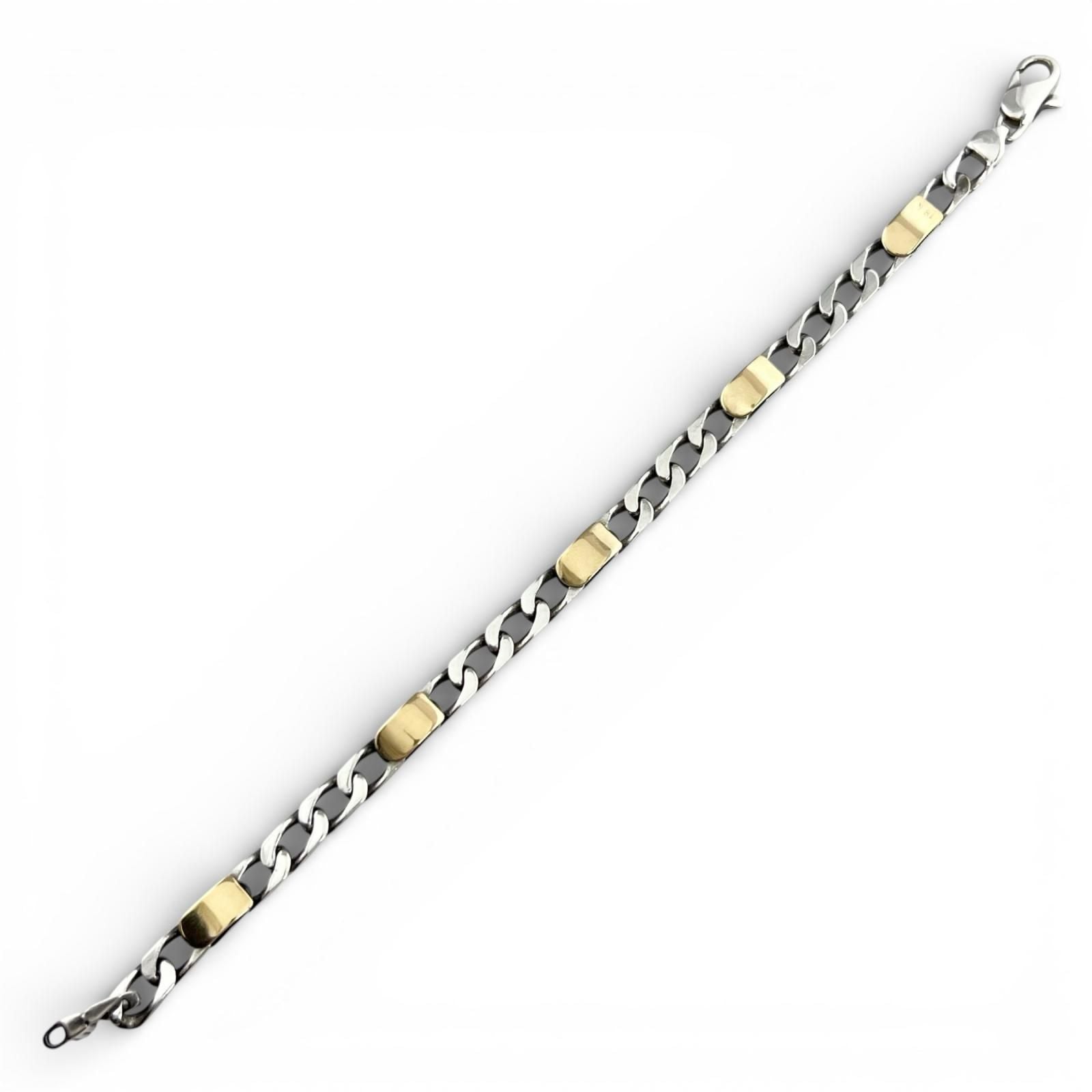 Tiffany & Co Vintage Figaro 18k Chain Bracelet Silver Gold — view 3