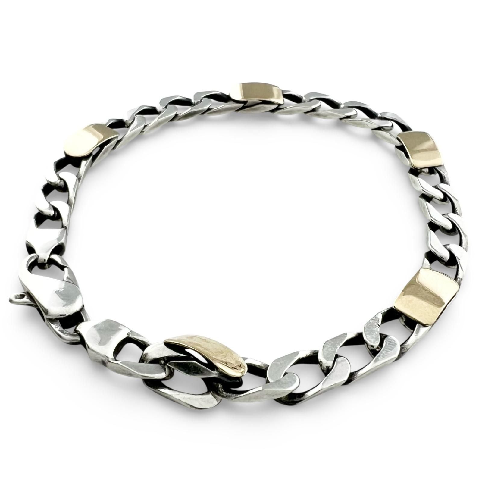 Tiffany & Co Vintage Figaro 18k Chain Bracelet Silver Gold
