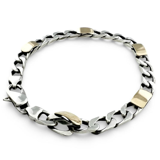 Tiffany & Co Vintage Figaro 18k Chain Bracelet Silver Gold