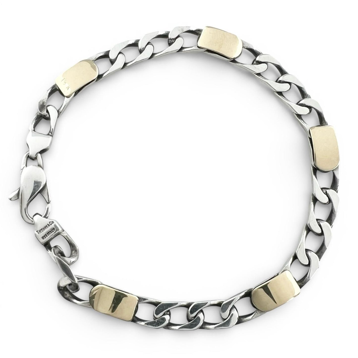 Tiffany & Co Vintage Figaro 18k Chain Bracelet Silver Gold — view 2