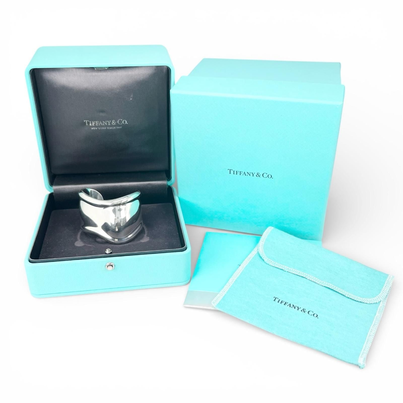 Tiffany & Co Elsa Peretti Small Bone Calf Bangle Hand Silver Bracelet — view 2