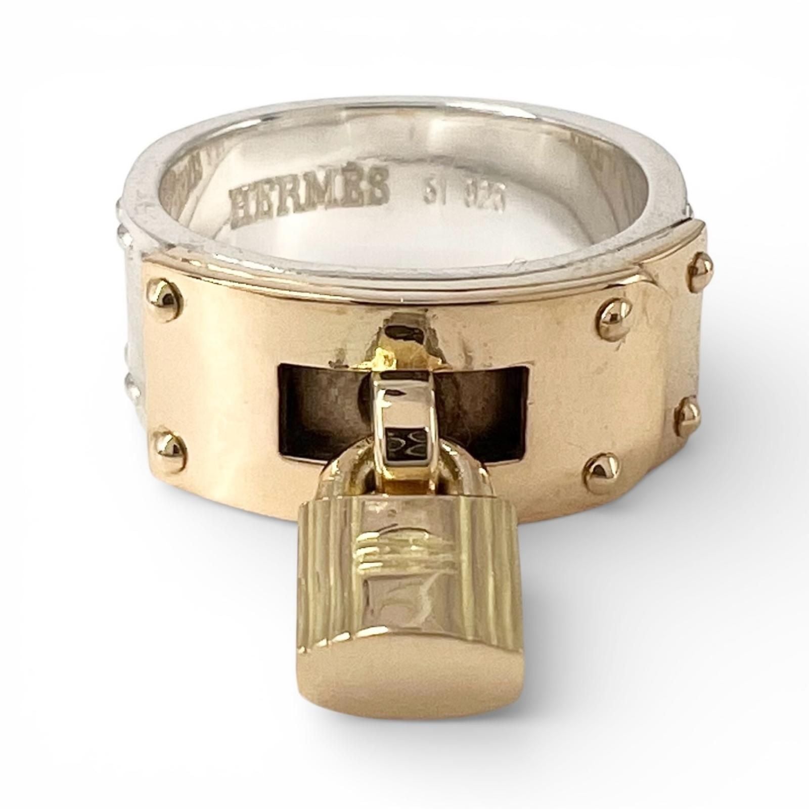 Hermes Vintage Kelly Ring 925 750 Combination Silver Gold