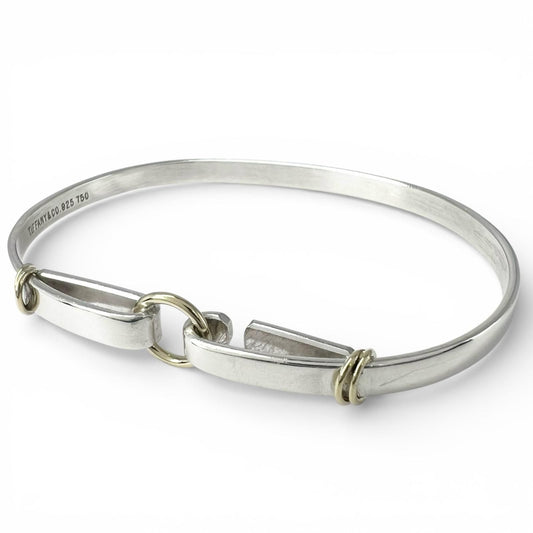 Tiffany & Co 750 Hook Circle Bangle Bracelet Silver Gold