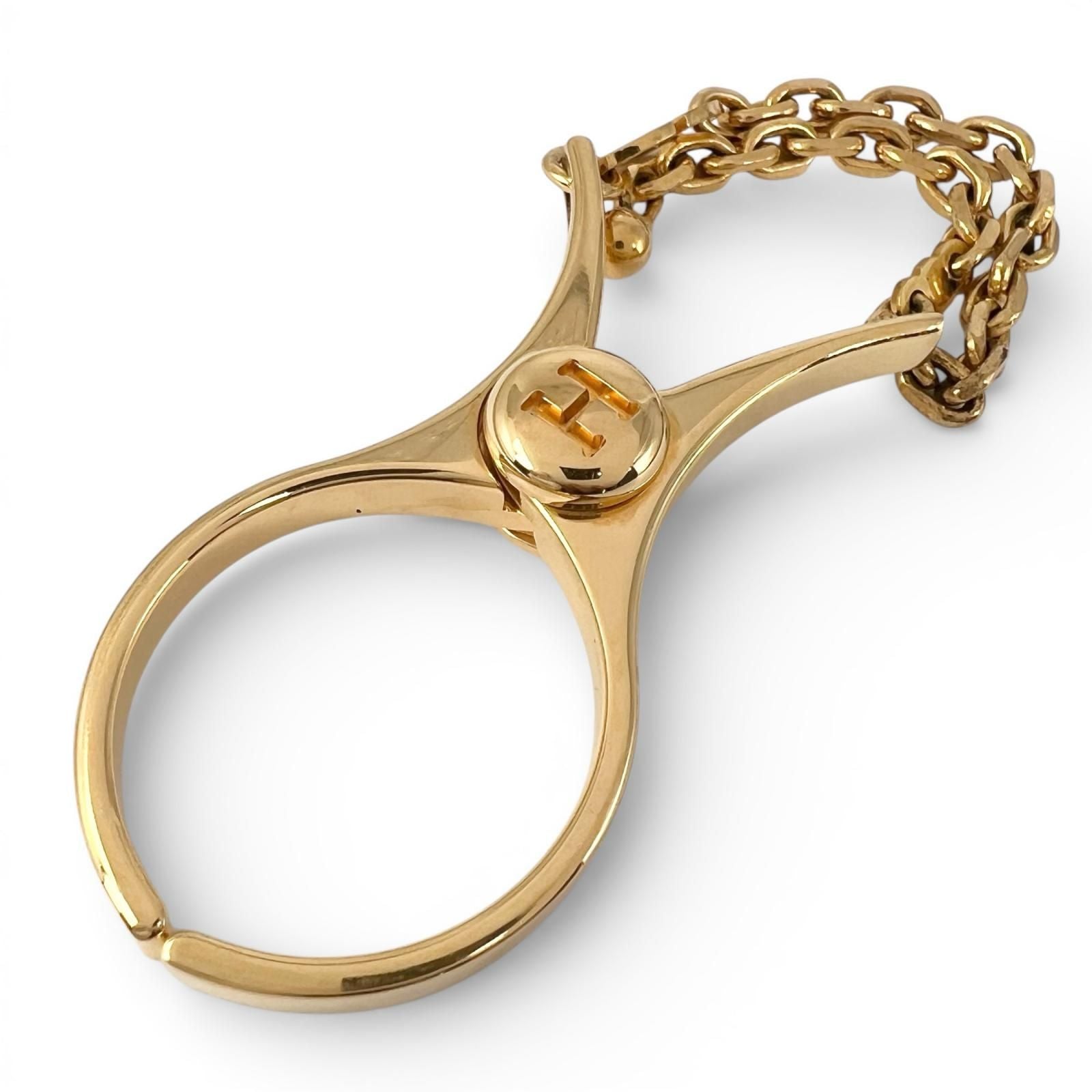 Hermes Filou Logo Glove Holder Key Charm Gold