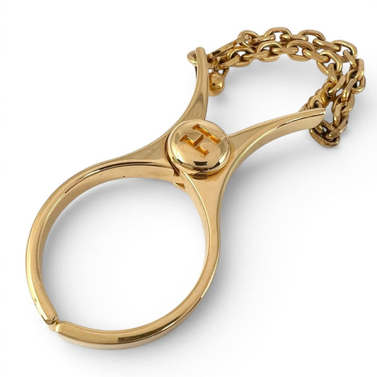 Hermes Filou Logo Glove Holder Key Charm Gold