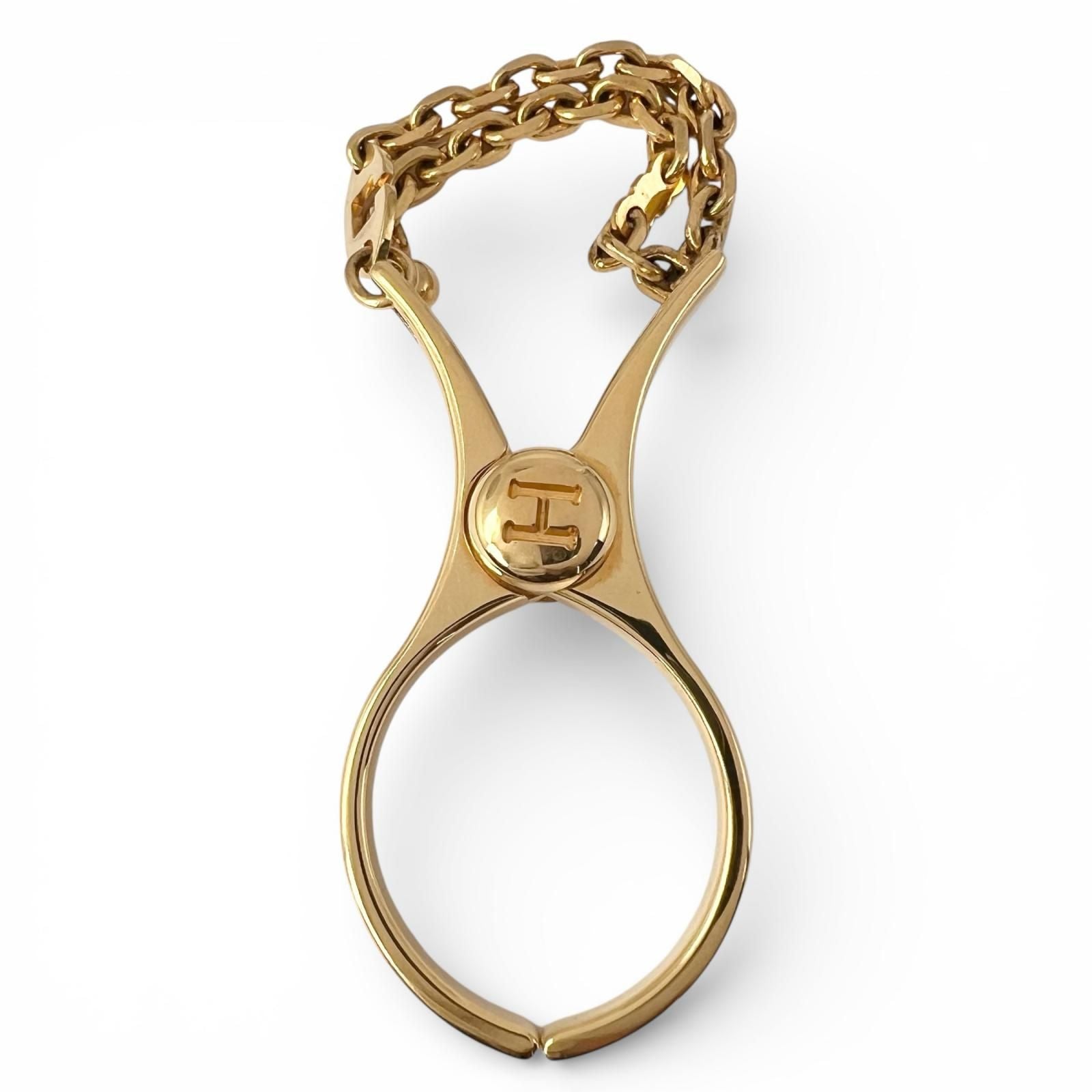 Hermes Filou Logo Glove Holder Key Charm Gold — view 2