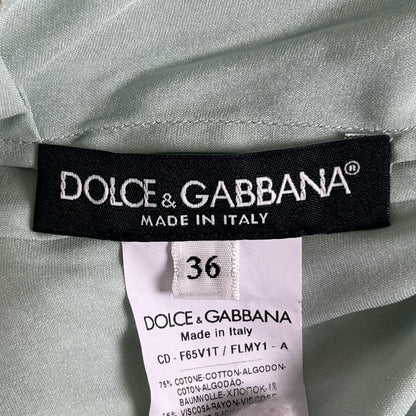 Dolce & Gabbana Full Lace Floral Short Sleeve Dress Lime Green 36 — view 6