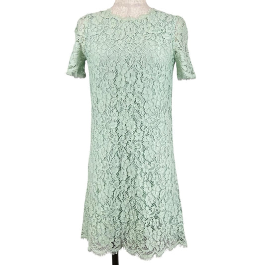 Dolce & Gabbana Full Lace Floral Short Sleeve Dress Lime Green 36