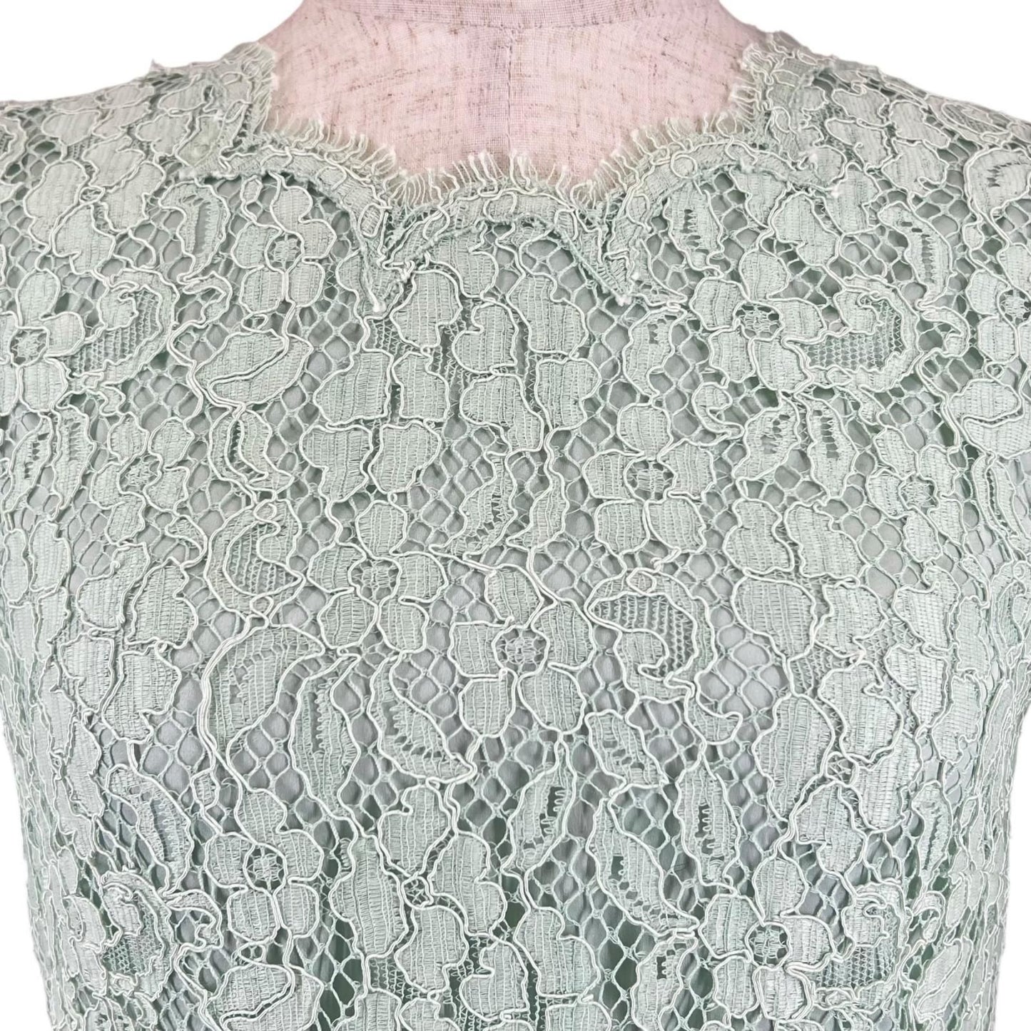 Dolce & Gabbana Full Lace Floral Short Sleeve Dress Lime Green 36 — view 4