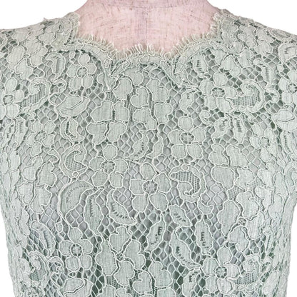 Dolce & Gabbana Full Lace Floral Short Sleeve Dress Lime Green 36 — view 4