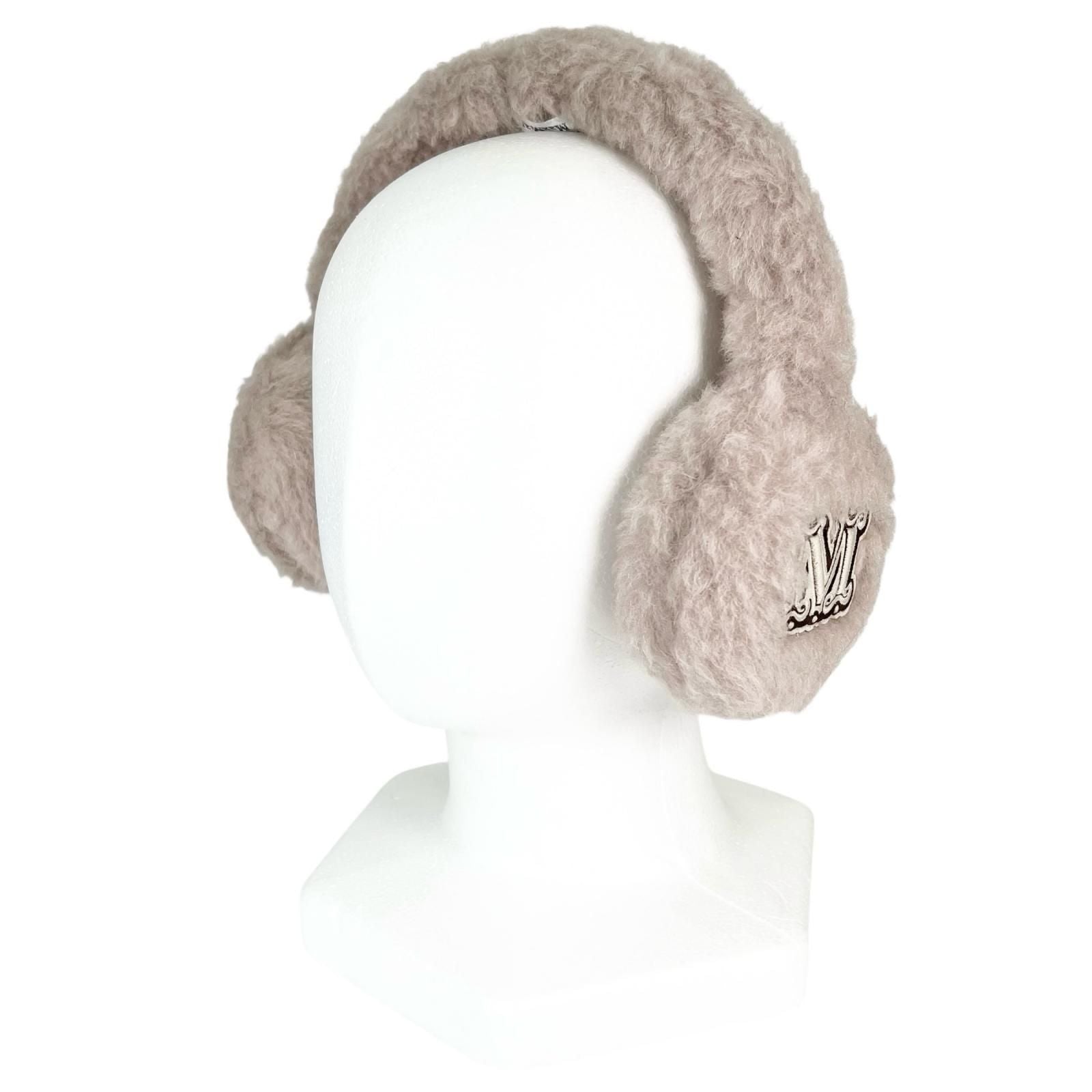 Max Mara Muffy Teddy Bear Logo Patch Ear Muffs Beige