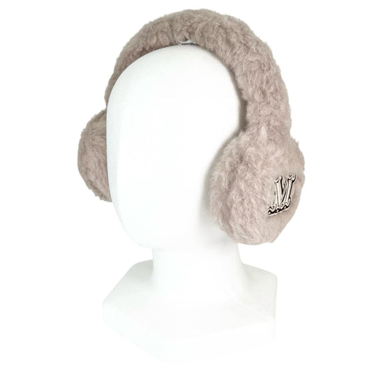 Max Mara Muffy Teddy Bear Logo Patch Ear Muffs Beige