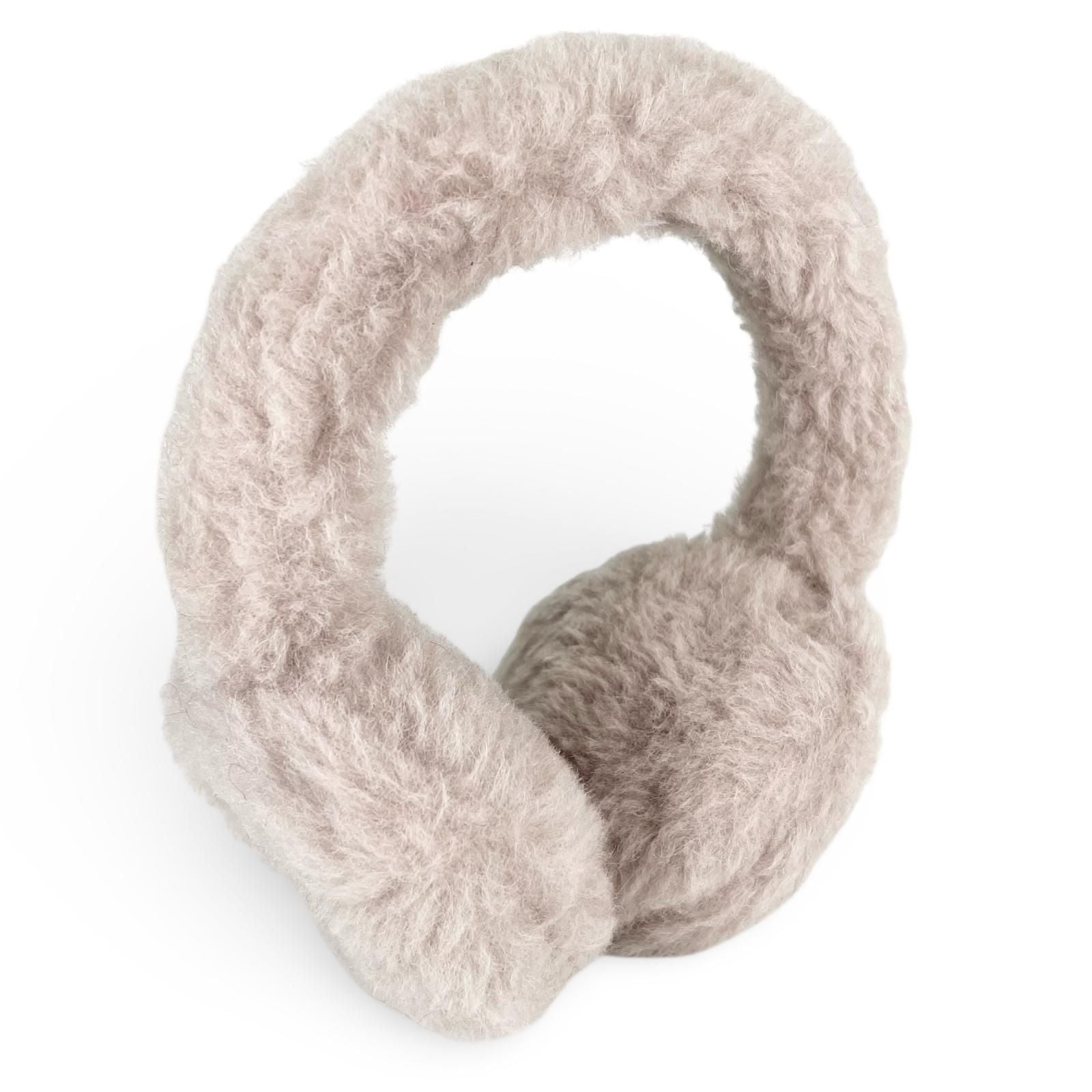 Max Mara Muffy Teddy Bear Logo Patch Ear Muffs Beige — view 4