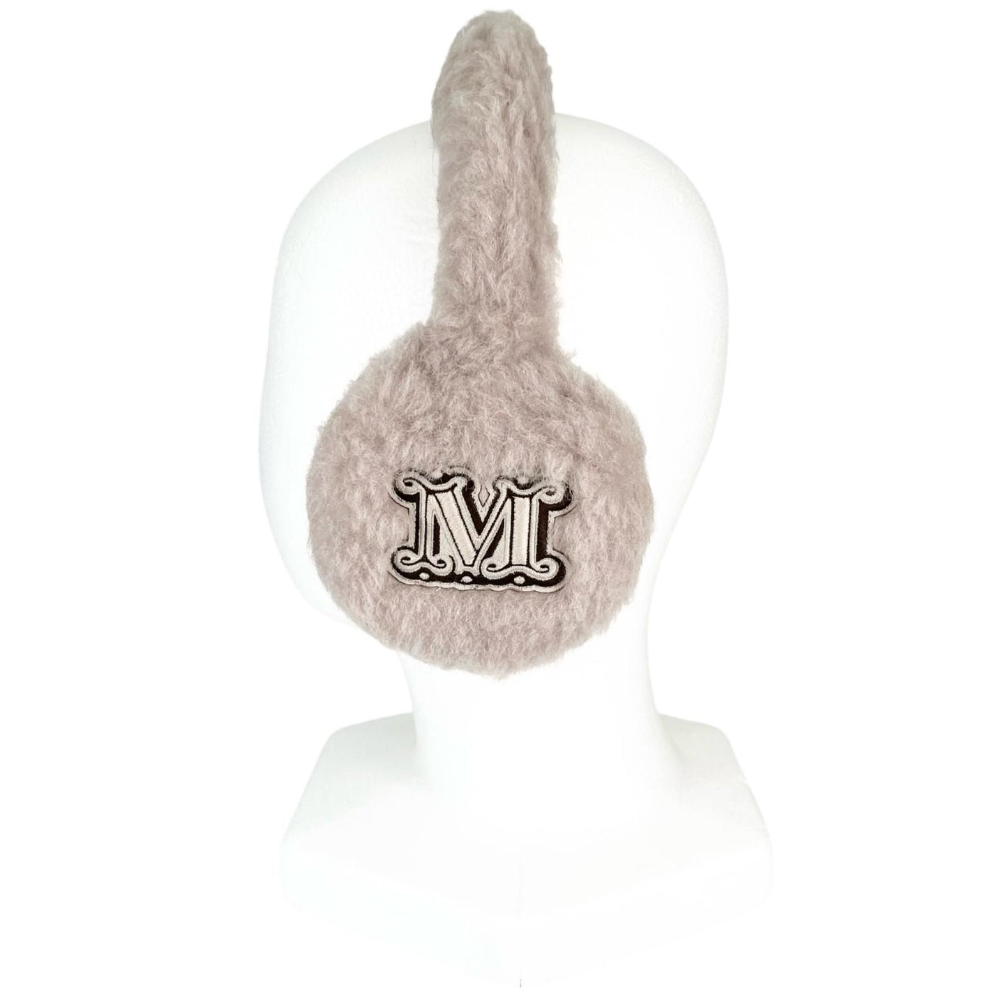 Max Mara Muffy Teddy Bear Logo Patch Ear Muffs Beige — view 3
