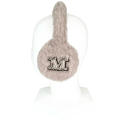 Max Mara Muffy Teddy Bear Logo Patch Ear Muffs Beige — view 3