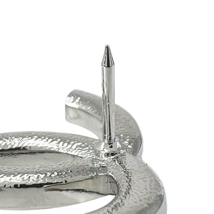 Chanel CC Logo Heart Rhinestone Pin Badge Brooch Silver — view 4