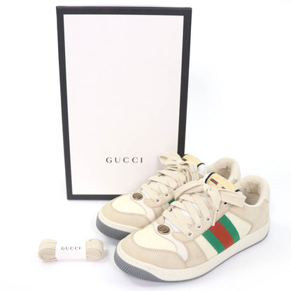 Gucci Leather Web Stripe GG Marmont Vintage Logo Low Cut Sneakers Beige — view 2