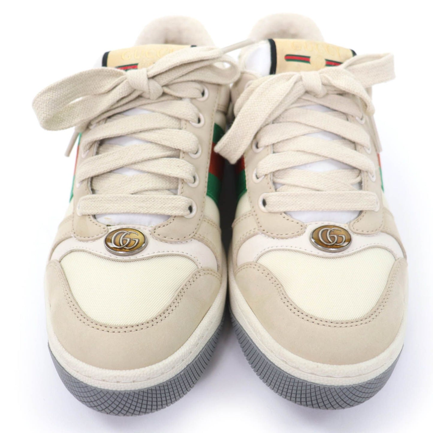 Gucci Leather Web Stripe GG Marmont Vintage Logo Low Cut Sneakers Beige — view 4