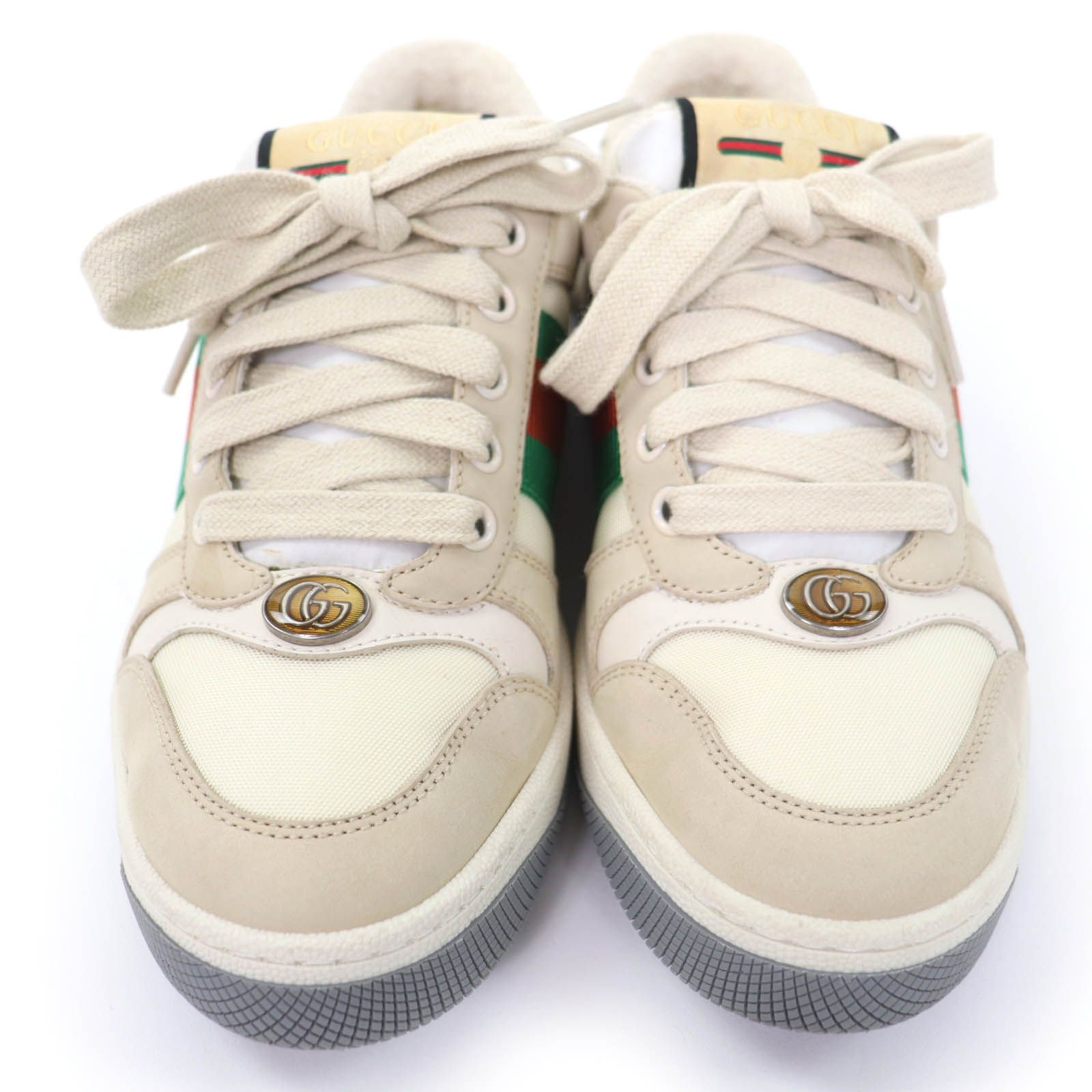 Gucci Leather Web Stripe GG Marmont Vintage Logo Low Cut Sneakers Beige — view 4