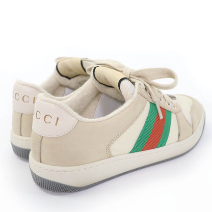 Gucci Leather Web Stripe GG Marmont Vintage Logo Low Cut Sneakers Beige — view 3